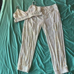 Glitter crème 2 piece pantsuit